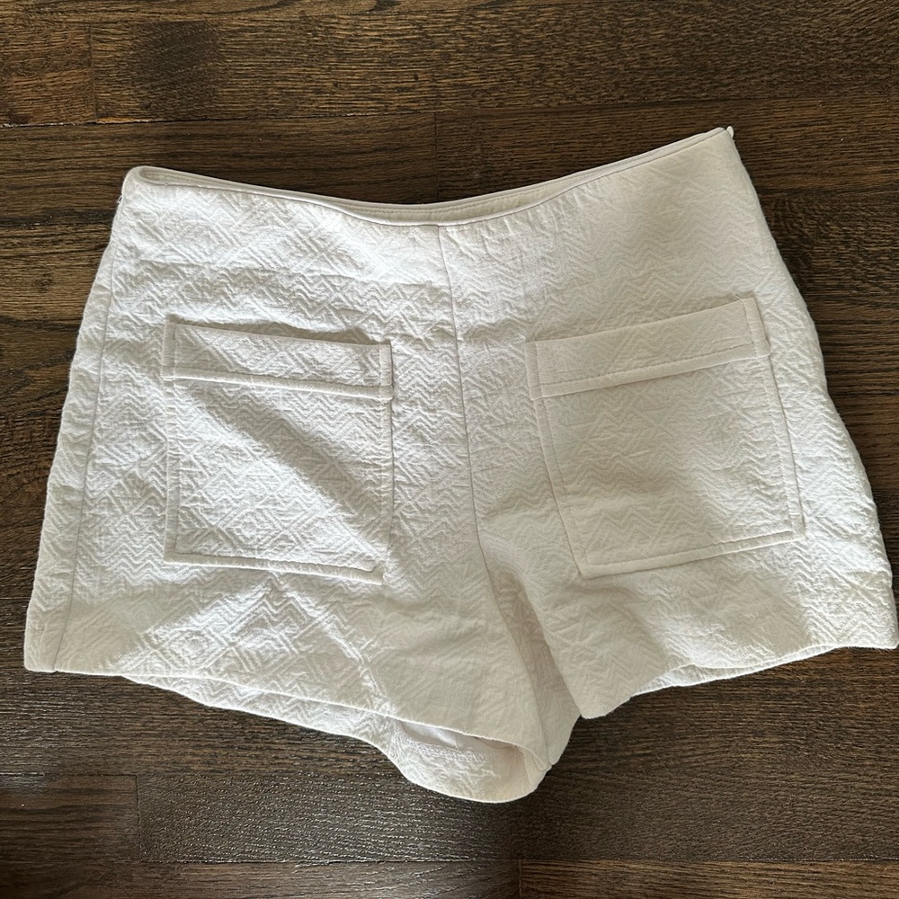 Women's White Textured Shorts